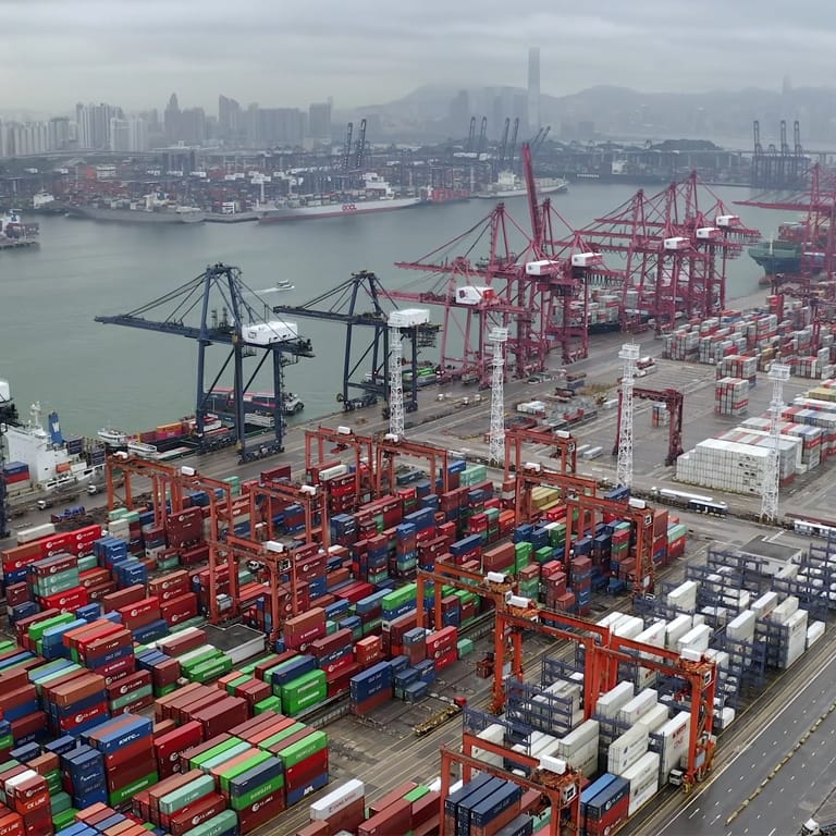 Busy port containing goods